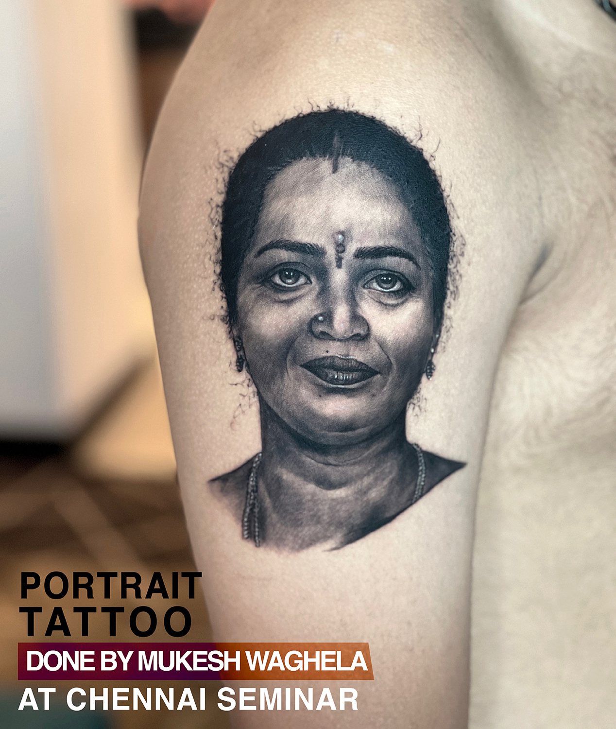 Portrait Tattoo by Mukesh Waghela Best Tattoo Artist In Goa at Chennai  Seminar. - Best Tattoo Studio Goa, Safe, Hygienic - Moksha Tattoo