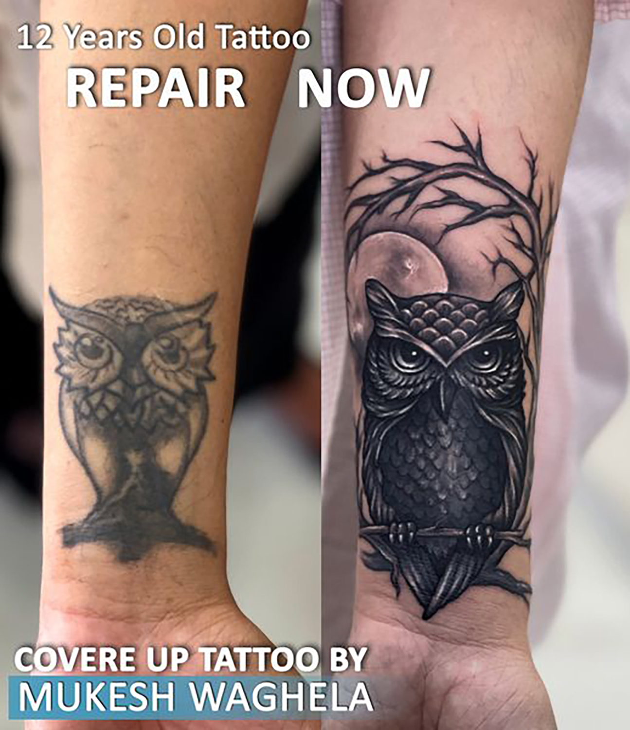 Owl Coverup Tattoo